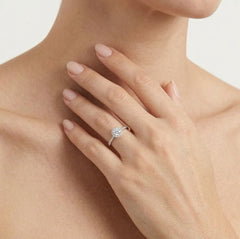 Shiny white gold ring with diamonds