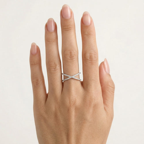 Chic X design silver women ring
