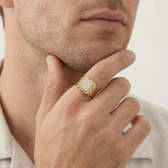 Obdélníkový prsten z trojího zlata