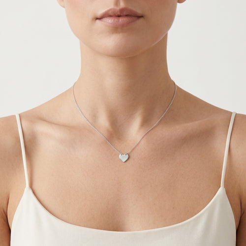 Plain heart silver necklace