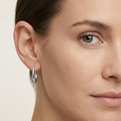 Pendientes de oro blanco pulido