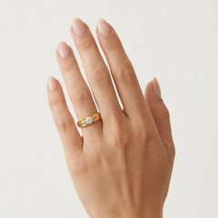 Bold gold and cubic zirconia ring