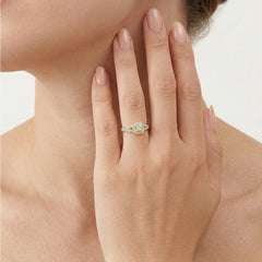 Cushion ring with gold and diamonds