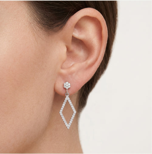 Boucles d’oreilles losange en argent sterling avec zirconia