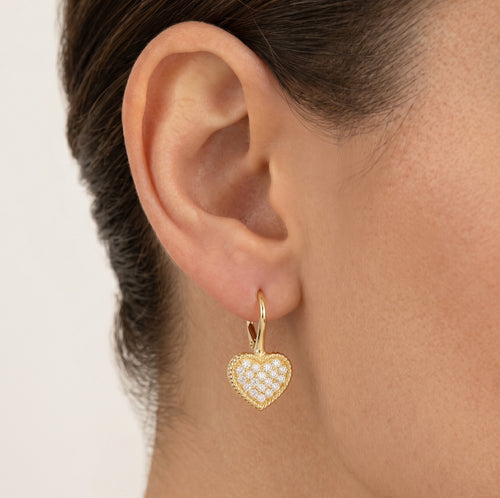 Boucles d'oreilles en zircon cubique en forme de cœur