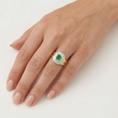 Gold Emerald ring with diamonds