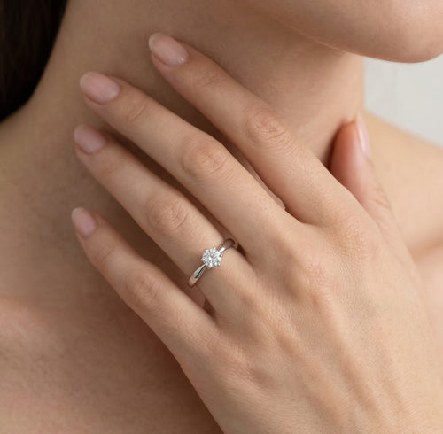 White gold ring with round diamond