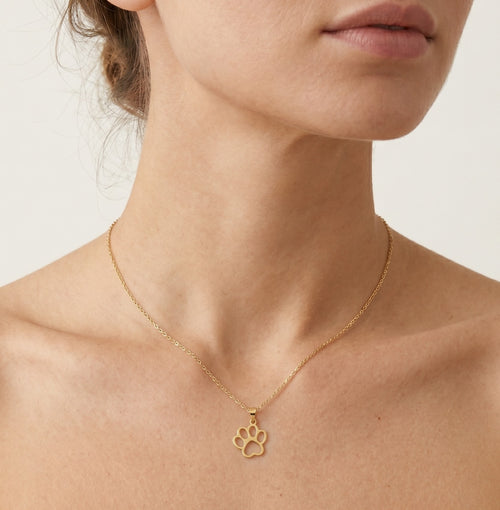 Yellow gold dog paw pendant