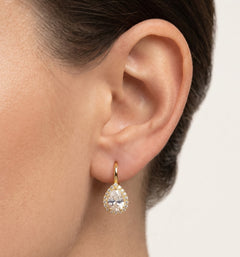 Pear-cut cubic zirconia yellow gold earrings