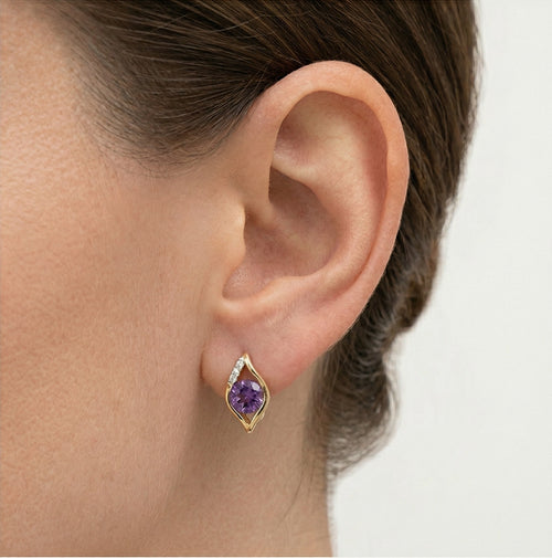 Boucles d'oreilles œil d'améthyste