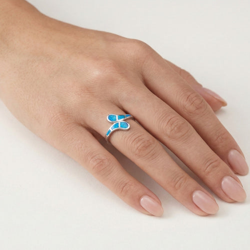 Soft twisted blue opal ring