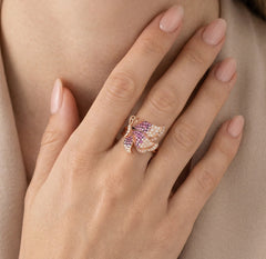 Charming 18kt gold butterfly ring