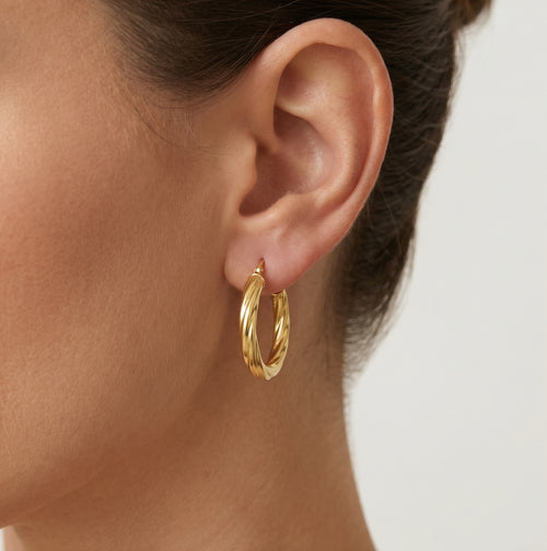 Chunky twist hoop earrings