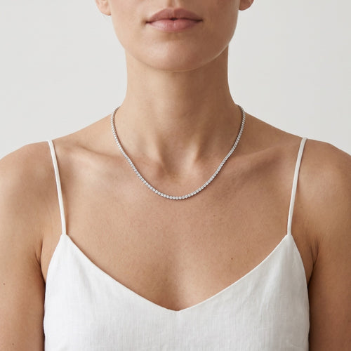 Sterlingsilber-Tennis-Halskette mit Zirkonia