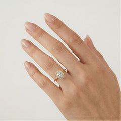 Halo oval cubic zirconia gold ring