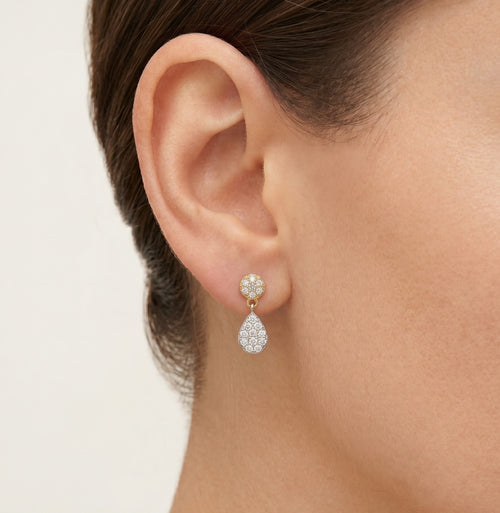 Náušnice z žlutého zlata s diamanty, visací styl