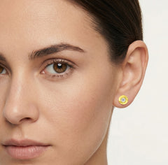 Lustrous bloom yellow gold earrings