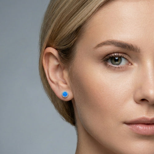 Královské pecky s kulatým modrým opálem