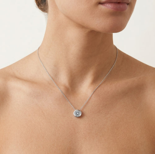 Eleganter Weißgold-Solitär-Diamant-Anhänger