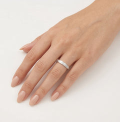 White gold wedding ring with matte finish
