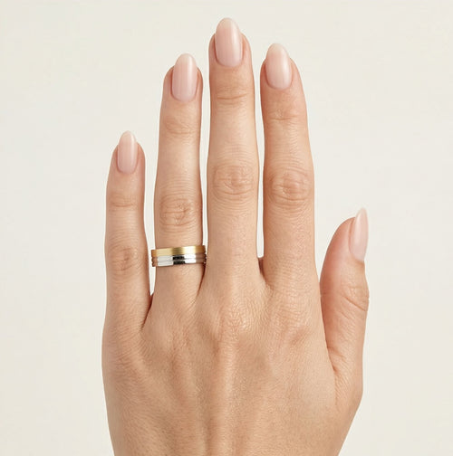 Anillo de boda de oro amarillo y blanco