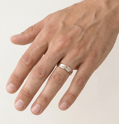 Roségold-Ehering mit Rhodium