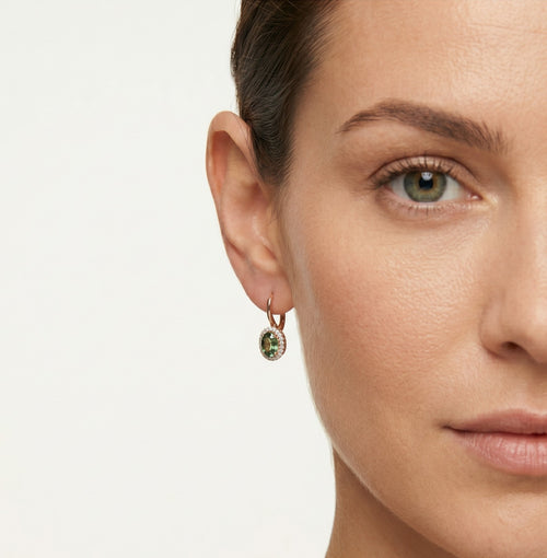 Oválné náušnice se safírem a diamanty