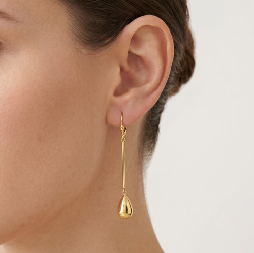 Pendientes colgantes de oro amarillo con cierre de palanca