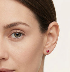 Simple rose gold ruby earrings
