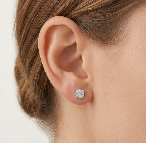 Rose gold gleam diamond stud earrings