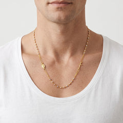 Kleine Rosenkranzkette aus Gold mit zweifarbigen Perlen