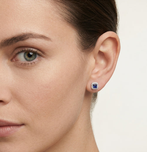 Square blue quartz studs