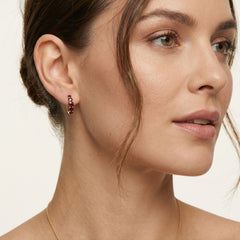 14kt zlaté nausnice kruhové s granáty
