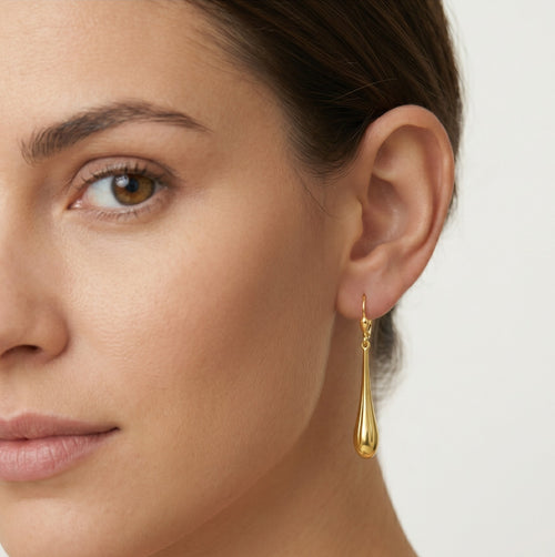 Yellow gold dramatic drop earrings