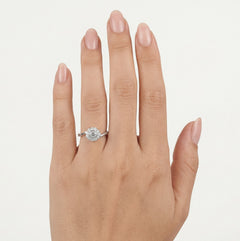 Twist silver ring with cubic zirconia