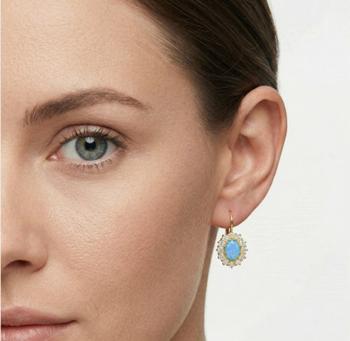 Královské zlaté náušnice s modrými opály