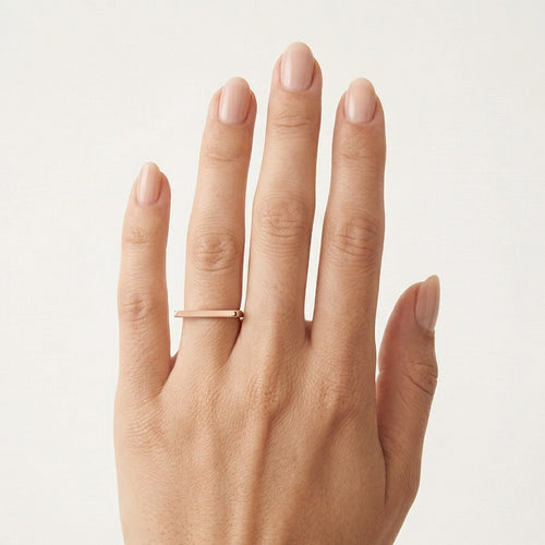 Minimal rose gold women band ring