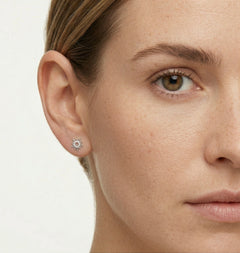 Silver sun stud earrings