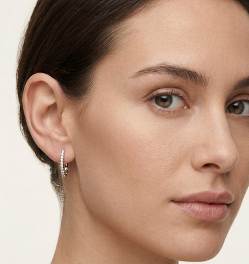White gold diamond linear earrings
