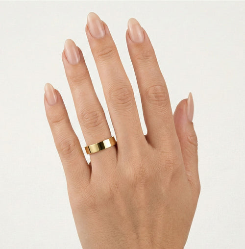 Silný 5 mm široký snubní prsten ze žlutého zlata