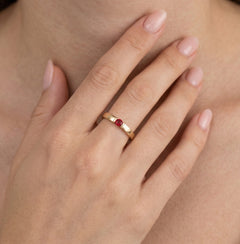 Rose gold ring with ruby