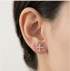 Sterling silver airplane stud earrings