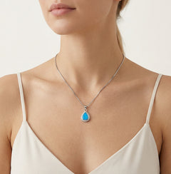 Soft blue opal tear pendant