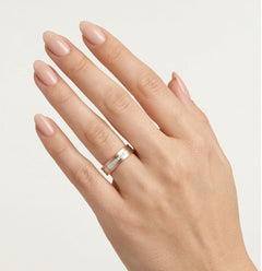Square white and rose gold ring