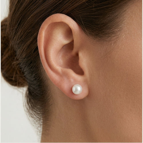 Perlové náušnice ze žlutého zlata se šroubovacím uzávěrem pro miminko