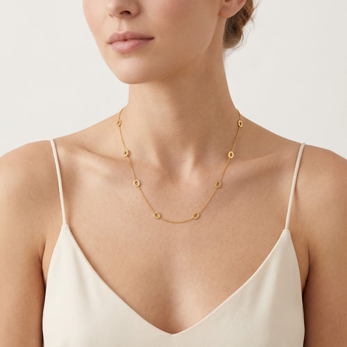 Designer-Goldhalskette mit Ringen