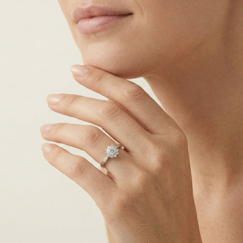 Silver ring with shiny cubic zirconia
