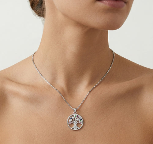 Chakra tree of life pendant