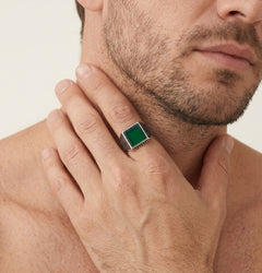 Silver bold ring with princess jade