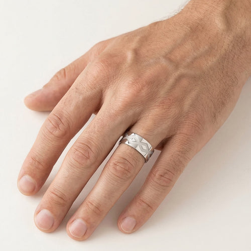 Unique white gold wedding band